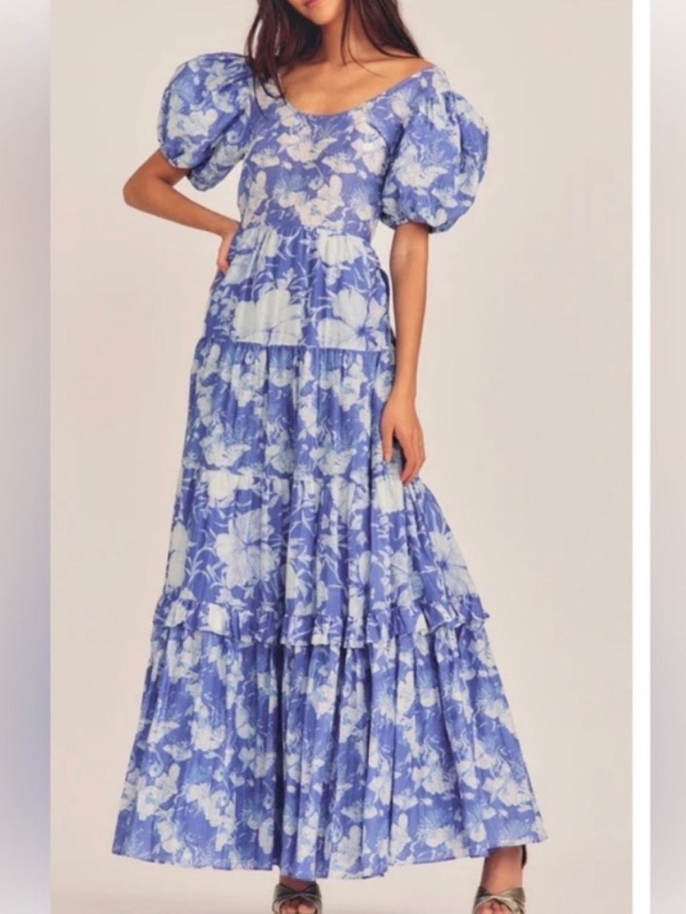 LoveShackFancy Blue Floral Maxi Dress Women’s 4